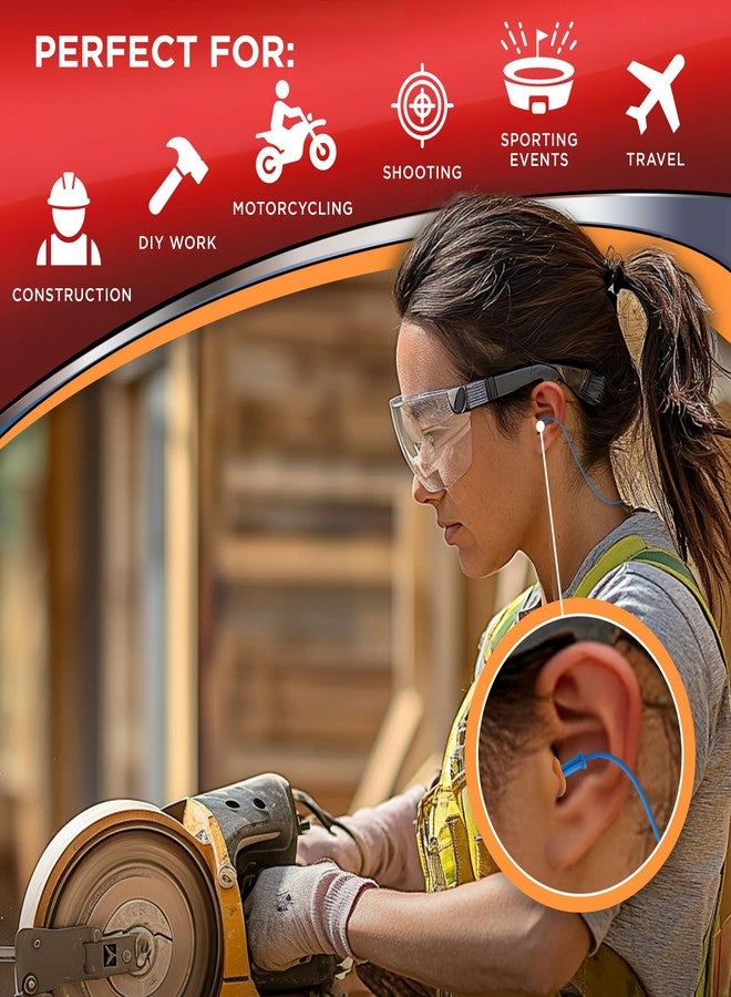 هيروس سدادات أذن إسفنجية Hearos SoftStar EZ Twist مزودة بسلك، علبة مجانية، معدل تخفيف الضوضاء 30، زوج واحد، برتقالي، 5521 - Image 5